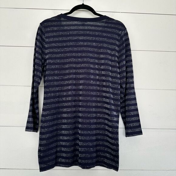 Gap Women’s Large Blue Metallic 3/4 Sleeve Top New NWT - Picture 4 of 5
